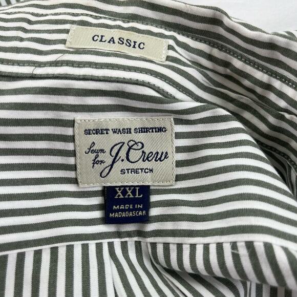 JOHN | Striped XXL Secret Wash Gray White J. Crew Men's Button Up Dress Shirt - Picture 2 of 6